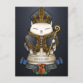 Royal Cat Chess Bishop Piece Holiday Postcard