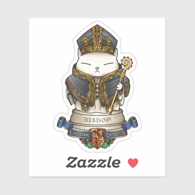 Royal Cat Chess Bishop Piece  Sticker (Sheet)