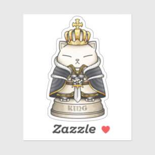 Royal Cat Chess King Piece Sticker