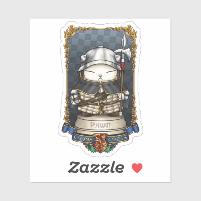 Royal Cat Chess Pawn Piece  Sticker (Sheet)