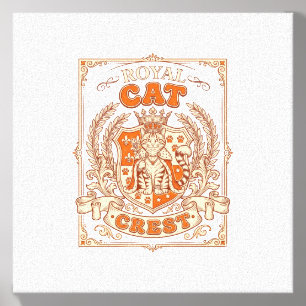 Royal Cat Crest Cat Heraldry Coat of Arms Vintage  Canvas Photo Tile