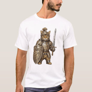 Royal Cat Knight in Golden Armor T-Shirt