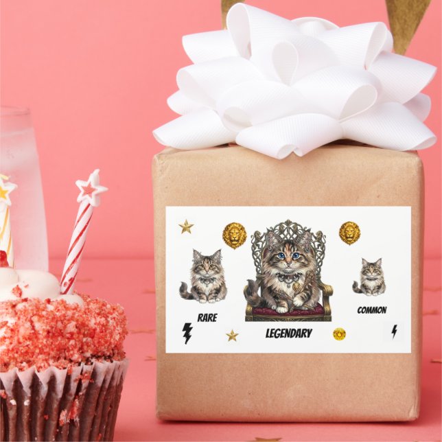 Royal  Cat Stickers-Common,Rare,Legendary Rectangular Sticker (Party)