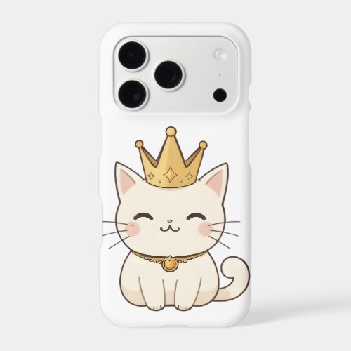 Royal Cat with Golden Crown Kawaii Design iPhone 17 Pro Case