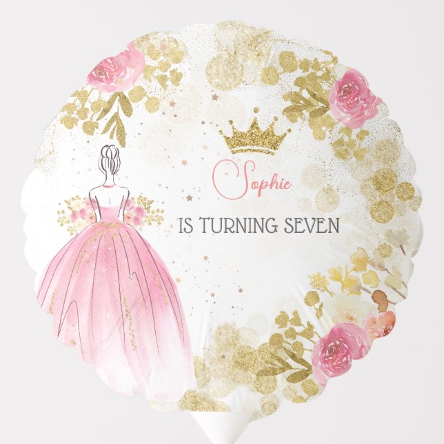 Royal celebration pink princess birthday balloon (Front)