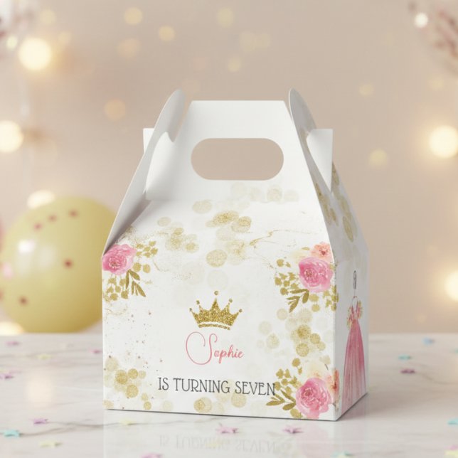 Royal celebration pink princess birthday favor boxes (Creator Uploaded)