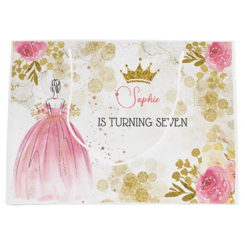 Royal celebration pink princess birthday large gift bag