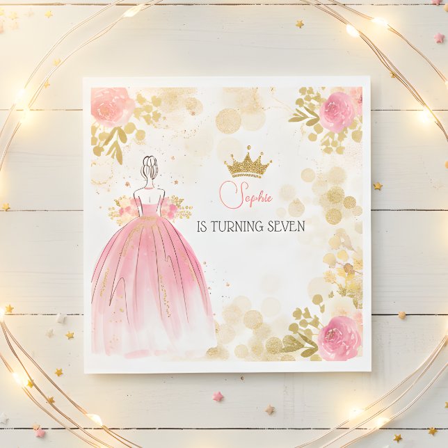 Royal celebration pink princess birthday napkins (Creator Uploaded)