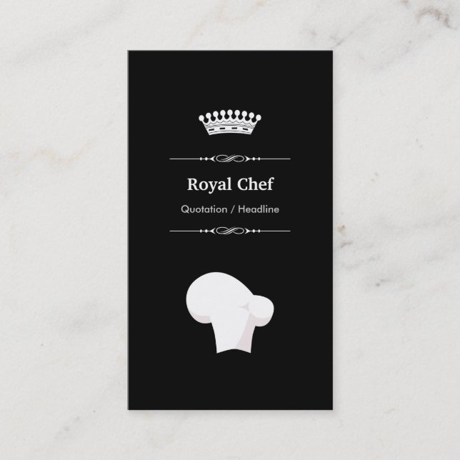 Royal Chef - Professional Modern Black White Business Card (Front)