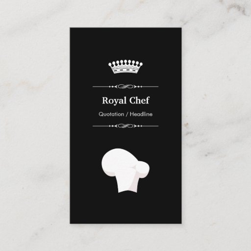 Customizable Royal Chef - Professional Modern Black White Business Cards