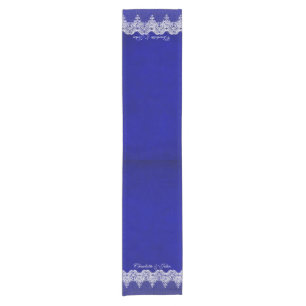 Royal Chic Blue Lace Personalized Table Runner