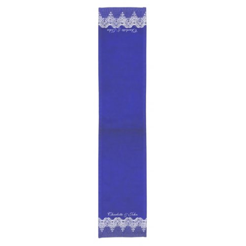 Royal Chic Blue Lace Personalized Table Runner