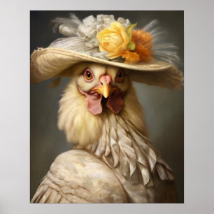Royal Chicken Vintage Print, Renaissance Animal Poster