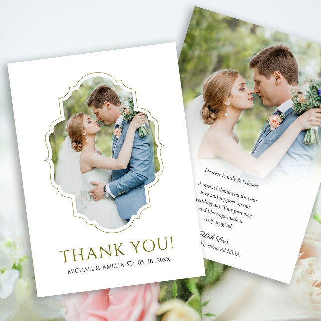 Royal Classic Gold Wedding  Flat Thank You Card (Royal Classic Gold Wedding  Thank You Card)
