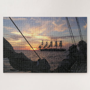 Royal Clipper Silhouetted Against The Sunset Jigsaw Puzzle