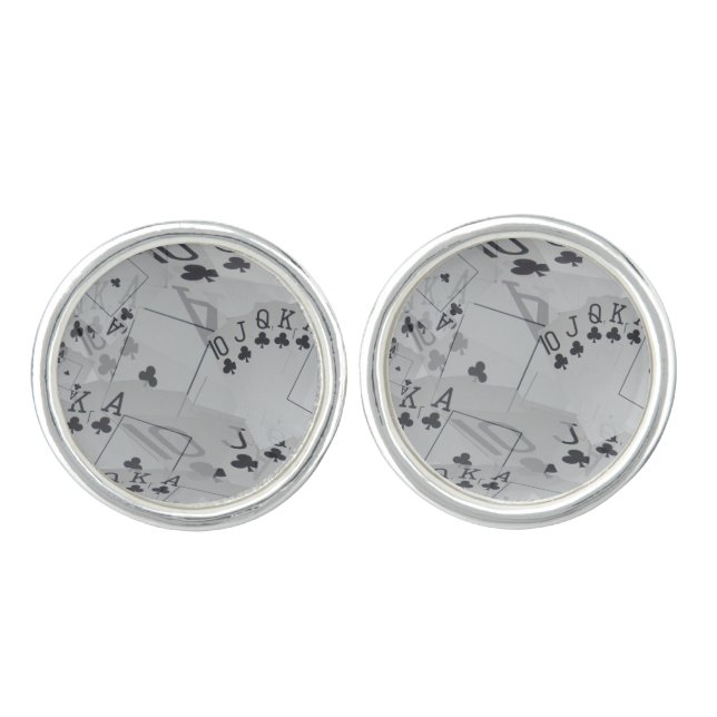 Royal Club Flush Poker Cards Pattern, Cufflinks (Front)
