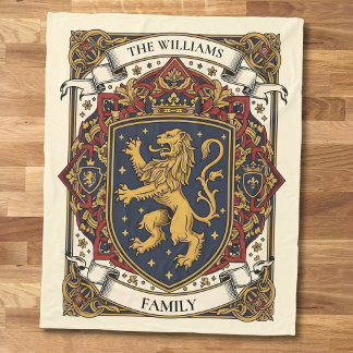 Royal Coat of Arms Luxury Lion Rampant Fleece Blanket