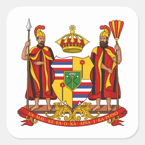 Royal Coat of Arms of the Kingdom of Hawaii Square Sticker