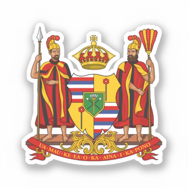 Royal Coat of Arms of the Kingdom of Hawaii Sticker (Front)