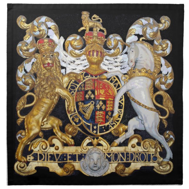 Royal Coat of Arms, United Kingdom. Cloth Napkin (Front)