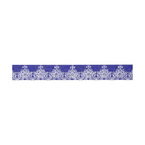 Royal Cobalt Lace White Vintage Wedding Band Invitation Belly Band