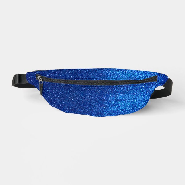 Royal Cobalt Navy Blue Glitter Glam Fashion Luxury Fanny Pack (Front)