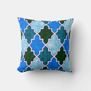Royal Colorful Tissue Quatrefoil Moroccan Art 8 Throw Pillow