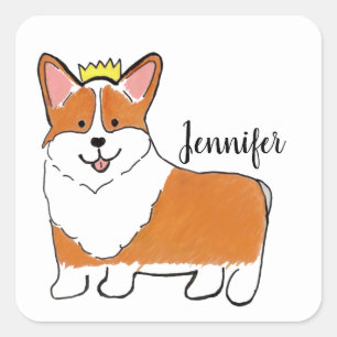 Royal corgi dog personalized square sticker