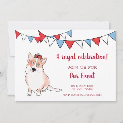 Royal corgi party invitation