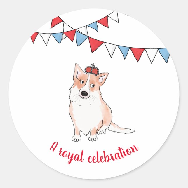 Royal corgi round sticker (Front)