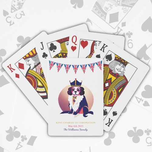 Royal Coronation King Charles Dog Fun Custom text Playing Cards
