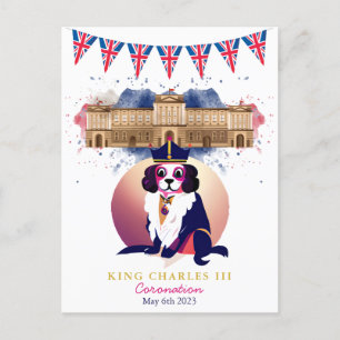 Royal Coronation King Charles Dog Funny Postcard
