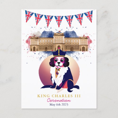 Royal Coronation King Charles Dog Funny  Postcard