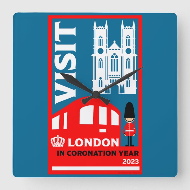 Royal Coronation Year 2023 London   Square Wall Clock (Front)