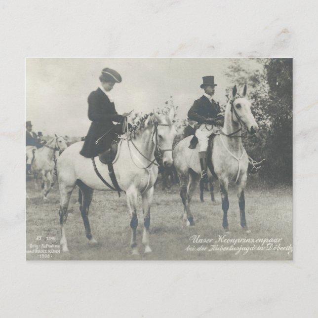 Royal couple riding horses sidesaddle #039SS Postcard (Front)