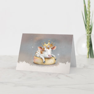 Royal Cow Dreaming on Cheese Throne Card