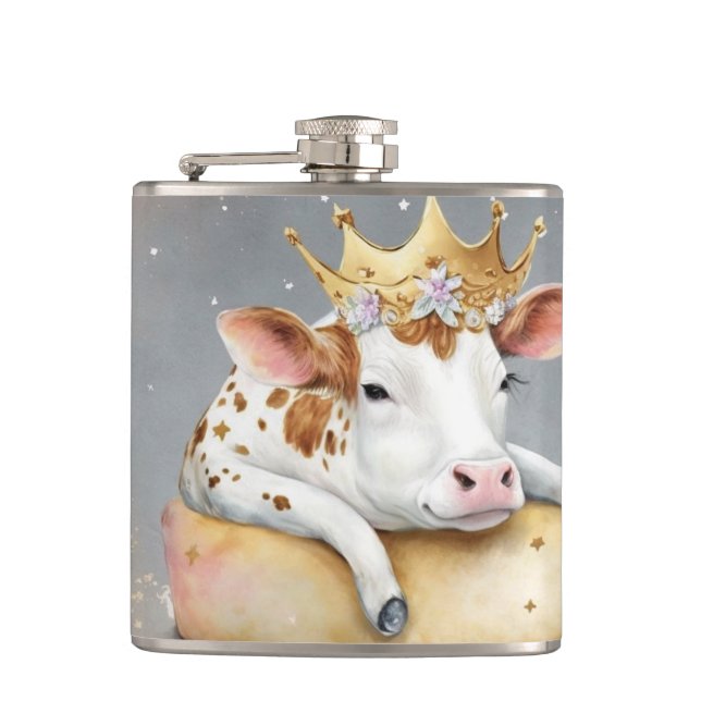 Royal Cow Dreaming on Cheese Throne                Flask (Front)