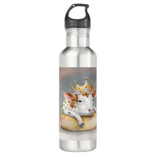 Royal Cow Dreaming on Cheese Throne          Stainless Steel Water Bottle