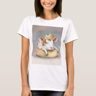 Royal Cow Dreaming on Cheese Throne                T-Shirt