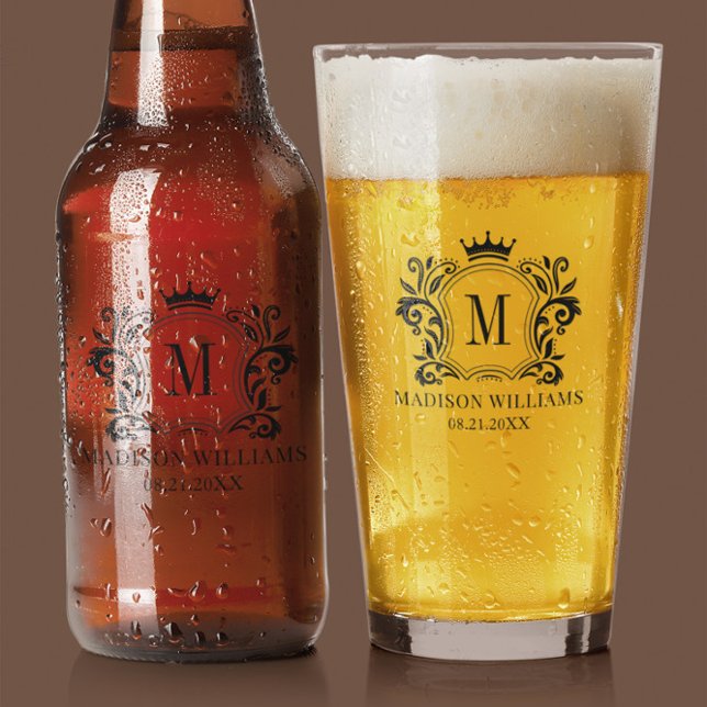 Royal Crest Crown Scrolls Monogram Glass (Creator Uploaded)