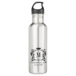 Royal Crest Crown Scrolls Monogram Stainless Steel Water Bottle