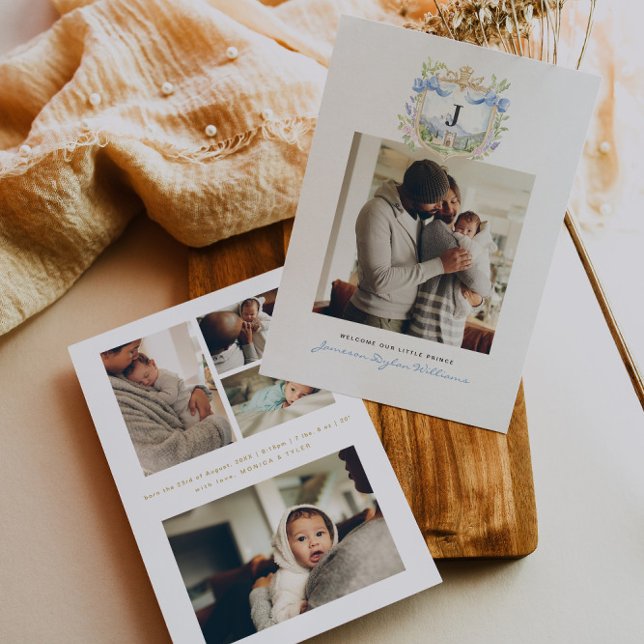 Royal Crest | Elegant Photo Birth Announcement (Creator Uploaded)