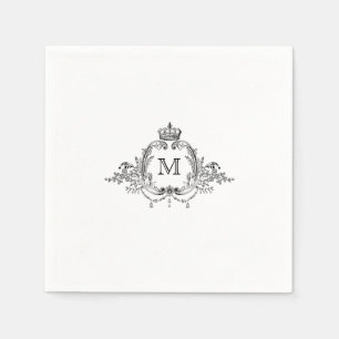 Royal Crest Elegant Wreath Monogram Wedding Napkins