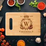 Royal Crest Emblem Monogram | Family Name Cutting Board<br><div class="desc">Classic elegant royal crest monogram design with family name and date established.  These make great wedding and anniversary gifts.</div>