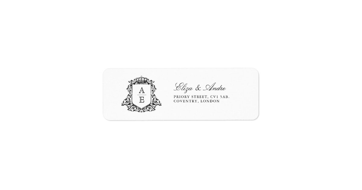 Royal Crest Emblem Monogram Return Address Labels | Zazzle