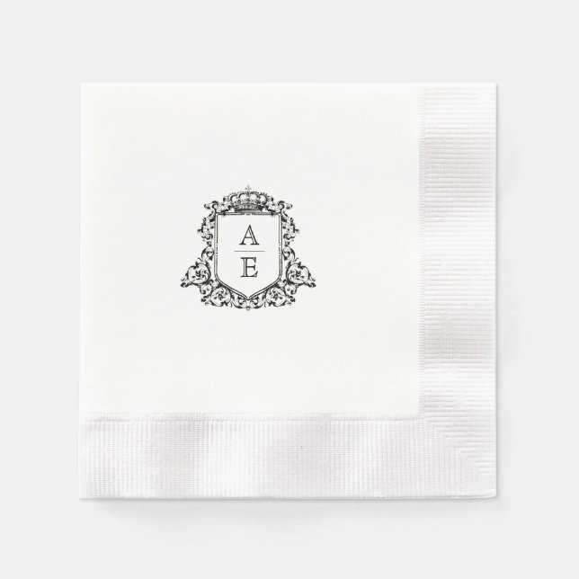 Royal Crest Emblem Monogram Wedding Napkins (Front)