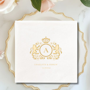 Royal Crest Monogram Foil Wedding Foil Napkins
