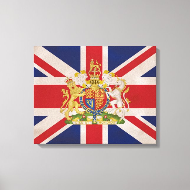 Royal Crest on the Union Jack Flag Canvas Print (Front)