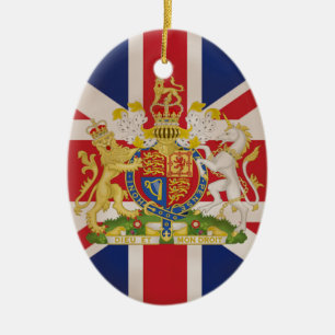 Royal Crest on Union Jack. Ceramic Ornament