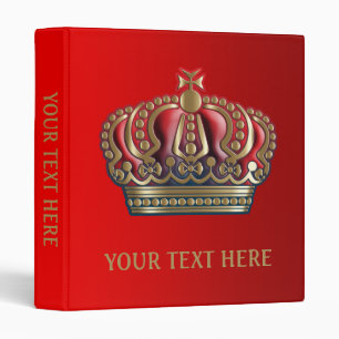 Royal Cross Crown - Gold Blue Red 3 Ring Binder